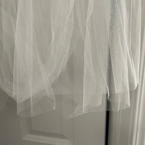 Light Ivory 108” Cathedral Length Sheer Narrow Veil with Raw Edge